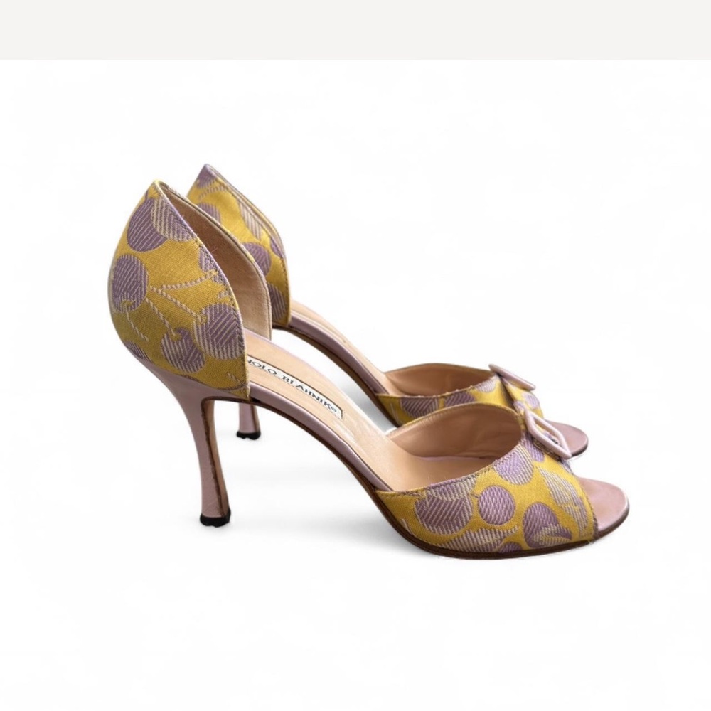 Manolo Blahnik Yellow and Purple Heels